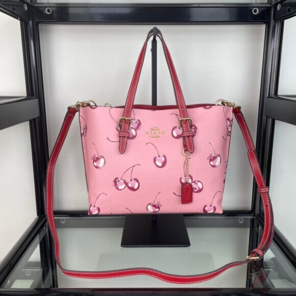 Coach Mollie Tote Bag 25 With Cherry Print - Picture 3 of 9